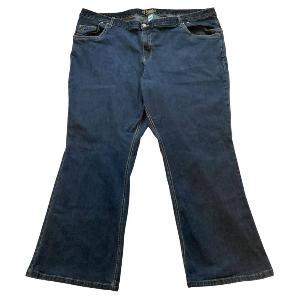 CJ Banks Dark Blue Flare Jeans Stretch Plus Size 28W (3X)